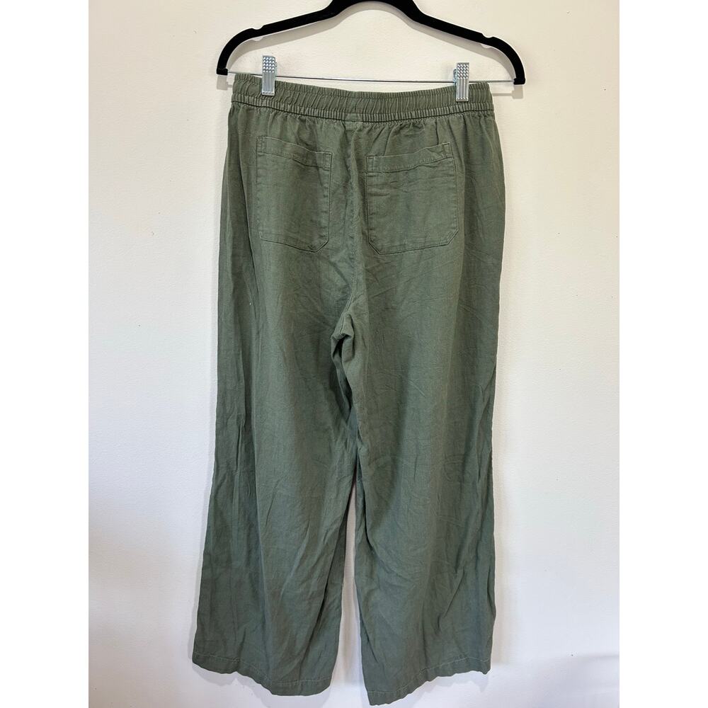 Old Navy linen blend pans size S olive green wide leg pull on - Picture 3 of 7